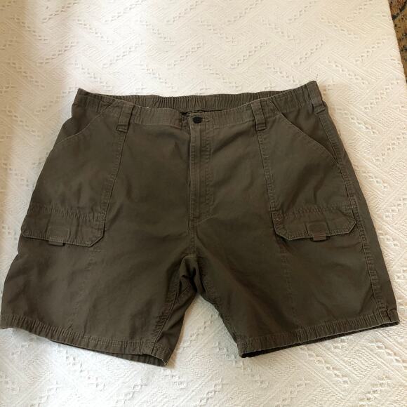 Wrangler Outdoor Performance Cargo Shorts 40 Brown Relaxed Back Elastic Gorpcore - Picture 1 of 15